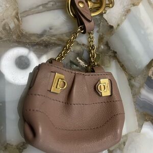 Authentic Salvatore Ferragamo Keychain Charm Bag Motif Leather
